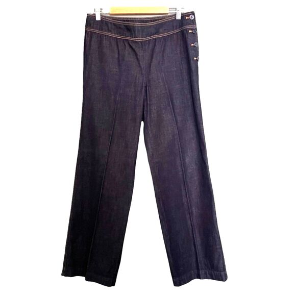 LRL Ralph Lauren Wide Leg Sailor Jeans Side Button Dark Wash Womens Size 10 | 30 - Picture 6 of 6